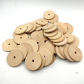 50 Piece 40mm Unfinished Blank Wood Pieces Round Hanging Gift Tag for DIY Painting Craft with Hole