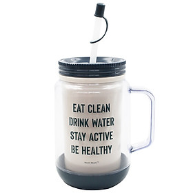 Ca Nước Giữ Nhiệt Có Ống Hút 354 - Mẫu 4 - Eat Clean - Xanh Đậm
