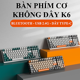Mua Bàn phím cơ không dây K6 Red Switch có hotswap kết nối bằng Bluetooth/ USB 2.4G/ Dây Type-C chuyên game phù hợp cho game thủ