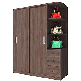 Mua Tủ quần áo gỗ MDF Tundo cửa lùa màu nâu 160 x 55 x 200cm