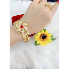 Lắc tay nữ mặt hoa xoáy mạ vàng 18k