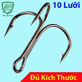 Combo 10 Lưỡi  Câu 3 Tiêu có ngạnh Thép không rỉ gắn mồi giả, câu lure lưỡi ba tiêu LC-6