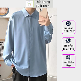 Áo Sơ Mi Form Rộng GIẤU NÚT Tay Dài Hàn Quốc Áo Unisex Nam Nữ Vải Lụa Mềm Mịn Thoáng Mát Ít Nhăn - SMD02