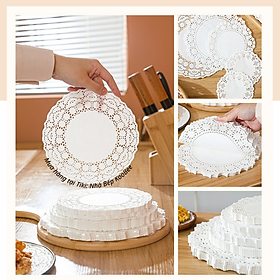 Mua Set 140 tờ giấy thấm dầu ăn thực phẩm họa tiết hoa văn ren - Giấy lót trang trí decor món ăn (PKB12)