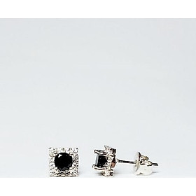 Bông tai bạc thật Keely Valda mặt vuông Black Diamond