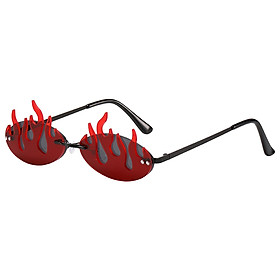 Novelty Flame Sunglasses Party UV400 Protection Outdoor Rimless Sunglass Red