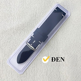 [Fullbox] Dây da đồng hồ nam nữ DA BÒ SÁP cao cấp BO-73 size 18 20 21 22 24mm - Đen khóa Bạc