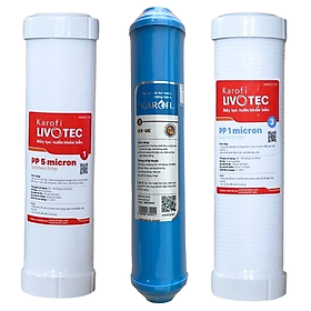 Combo Bộ 3 Lõi Lọc Nước Thô 1,2,3 Dành Cho Máy Lọc Nước Karofi Livotec 611 - Hàng Chính Hãng