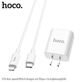 Bộ cốc sạc Hoco C71 kèm dây sạc nhanh PD18W cho iphone ipad - sạc nhanh quick charge 3.0