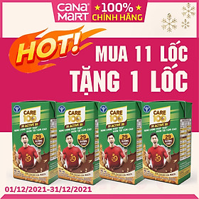 Thùng sữa nước ca cao lúa mạch Nutricare Care 100 Active giúp trẻ phát triển chiều cao (110ml)