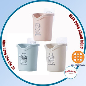 Combo 3 Cốc cắm bàn chải kem đánh răng dán tường Hokori Việt Nhật có lỗ thoát nước tiện lợi -Buôn rẻ 01655