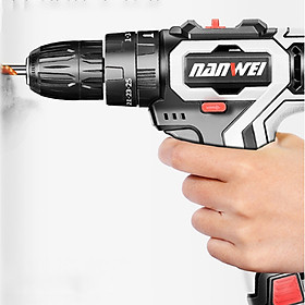 Máy khoan cầm tay dùng pin 42V NANWEI siêu mạnh vặn tháo vít có đảo chiều và pin dự phòng dung lượng cao Lithium, đèn hiển thị dung lượng pin, linh hoạt điều chỉnh tốc độ tùy ý