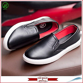 Giày Slip On Nam Aroti Đế Khâu Chắc Chắn Phong Cách Đơn Giản Màu Đen - M498-DEN