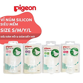Núm vú cổ hẹp silicone siêu mềm Pigeon (2 cái/vỉ)