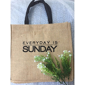 Túi vải đay cao cấp in chữ everyday is SUNDAY thân thiện môi trường, túi thời trang công sở, du lịch, dạo phố