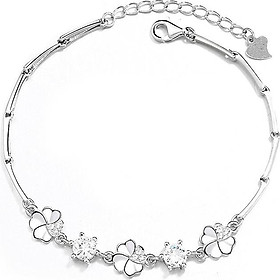 Lắc tay nữ cỏ bốn lá đính đá may mắn phụ kiện thời trang nữ