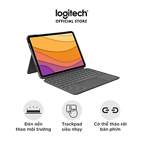 Bao da kèm bàn phím Logitech Combo Touch iPad Air gen 4, gen 5 - Backlit keys có thể tháo rời, Trackpad siêu nhạy - Hàng chính hãng