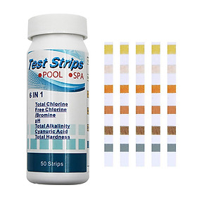 6 In1 Swimming Pool SPA Test Strips Chlorine pH Alkalinity Water Hardness 50Pcs