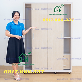 Mua Tủ nhựa đài loan 3 cánh cửa lùa 1m8x1m2x47cm màu sồi trắng