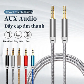 Dây cáp âm thanh 2 đầu 3.5mm cho loa tai nghe chuẩn xịn, chất lượng cao cấp, bền, đẹp, dễ vệ sinh màu đen - Hàng chính hãng
