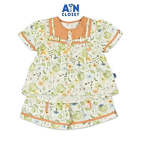 Bộ quần áo Ngắn bé gái họa tiết hoa Dây Leo Cam cotton - AICDBGNEURE3 - AIN Closet