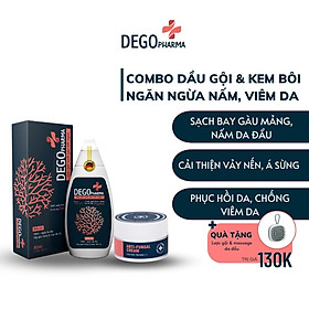 Combo dầu gội & kem bôi dứt điểm nấm da, vảy nến, á sừng Dego Pharma