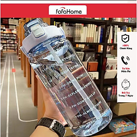 Bình Nước 2 Lít Có Vạch Chia Nhắc Giờ Dành Cho Người Lười Uống Nước, Bình Đựng Nước Thể Thao 2L Kèm Ống Hút Tiện Dụng (Chọn Màu)