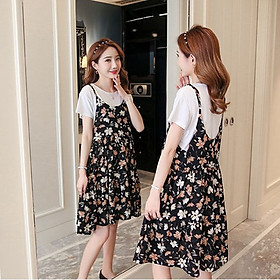 ĐẦM BẦU CHIFFON HOA NÂU LẠ DR2409