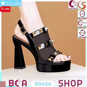 Giày cao gót nữ hở mũi 9p RO626 ROSATA tại BCASHOP kết hợp đinh kim loại vàng và lưới thoáng khí đẳng cấp sang chảnh