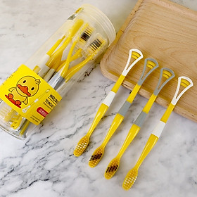 Mua Sét 8 bàn chải con vịt vàng kèm phần đuôi cạo lưỡi  lông mềm mịn an toàn giúp chải sạch răng hơn loại bỏ những mảng bám cứng đầu