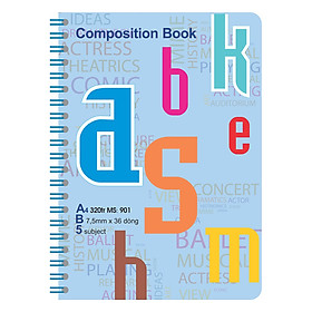 Sổ Lò Xo Kép Bìa Nhựa Klong A4 MS 901 (320 Trang)