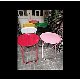 ComBo 2 ghế xếp Inox lưng thấp +1 bàn trà chanh sắt sơn tĩnh điện shop chọn màu ngẫu nhiên giá rẻ - Bàn Trà Chanh