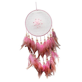 Pink Dream Catcher with Feathers for Wall Hanging Decoration