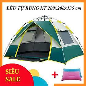 Lều cắm trại tự động lều phượt du lịch tự bung dành cho 4-6 người, chống nước, tia bức xạ, thông gió 2 chiều