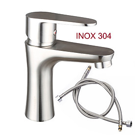 Mua Vòi nước nóng lạnh cho chậu rửa mặt VRNL-I304B1  loại cho chậu 1 lỗ  làm bằng Inox 304 kèm dây nối mềm