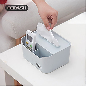 Hộp đựng khăn giấy ngăn nhựa, hộp đựng đồ đa năng tại nhà, khay để bút, điều khiển từ xa đồ lặt vặt FEIDASH N2116