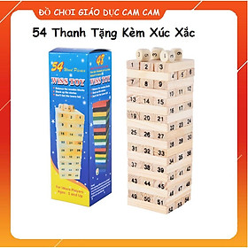 Bộ đồ chơi Rút gỗ 54 thanh tặng kèm xúc xắc wisstoy siêu bền trò chơi trí