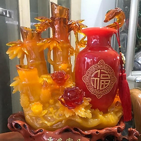 Mua Tượng Bình Phú Quý Đỏ Như Ý Cây Trúc Vàng Hoa Đẹp Biểu Tượng cho người quân tử thành đạt phú quý Size Cao 42cm ngang 36cm sâu 21cm Anh Chị Trưng Phòng Khách ở nhà   công ty  cửa hàng  quà biếu tặng Sếp  tặng tân gia ý nghĩa ạ