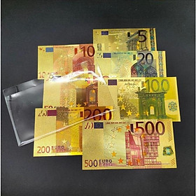 Trọn Bộ Tờ EURO Mạ Vàng Sang Chảnh Plastic 7 TỜ - Từ 5 - 500 EURO