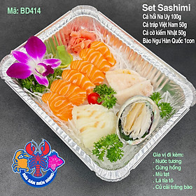 Mã 414_Set Sashimi Cá Hồi, Cá Cờ Kiếm, Cá Tráp 200g và Bào Ngư Hàn Quốc 1 con