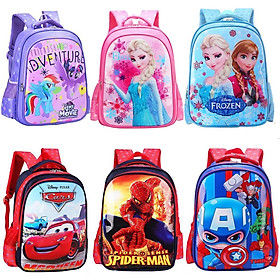 Balo đi học cỡ trung lớn hoạt hình elsa pony spiderman xe hơi siêu nhân