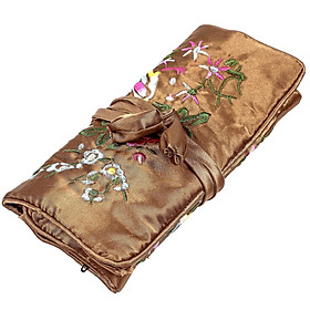Bìa con lăn trang sức Bijoux, Tổ chức thêu Trung Quốc của trang sức cho vòng đeo tay lưu trữ, Brown