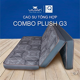 Nệm Cao Su COMBO PLUSH Gấp 3 Vivian (1.2 x 2.0) - Vải Gấm Damask Cao Cấp Có Chần - Hoa Văn Màu Sắc Ngẫu Nhiên