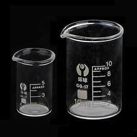 Hình ảnh 5mL & 10mL Laboratory Lab Glass Beaker Heat Proof Borosilicate Containers