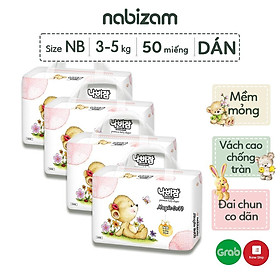 COMBO 4 Bịch Tã Bỉm Dán NABIZAM Magic Soft Cao Cấp Từ Sợi Bông Được Tuyển