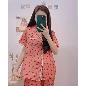 Pijama, Bộ Đồ Mặc Nhà Họa Tiết Nhí Viền Ren Hàng Cao Cấp