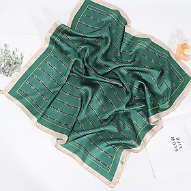 KHĂN LỤA VUÔNG HỌA TIẾT XÍCH TO NHỎ - BANDANA HÀN QUỐC CAO CẤP – 70x70CM - THY THY STORE