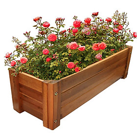 Chậu gỗ trồng cây hình chữ nhật Greenhome - Chịu nước tốt, chắc chắn, đảm bảo bền bỉ để chịu mọi thời tiết - Trồng cây trang trí ban công, phòng làm việc - xếp dễ dàng, dễ vận chuyển D85xR30xC30cm