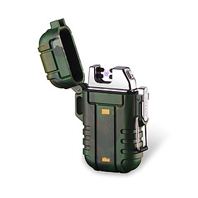 Mua Hộp Qụet Bật Lửa Quân Đội QD12-02 Sạc Điện Thiết Kế Độc Lạ  Chống Nước - 2 Tia Lửa Plasma Đan Chéo