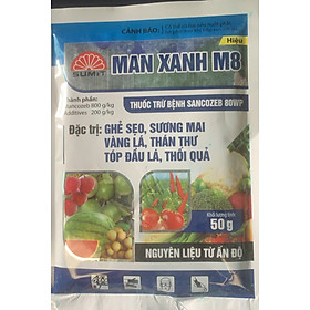 sản phẩm chăm sóc bảo vệ cây trồng Mancozeb M8 Xanh gói 50gr